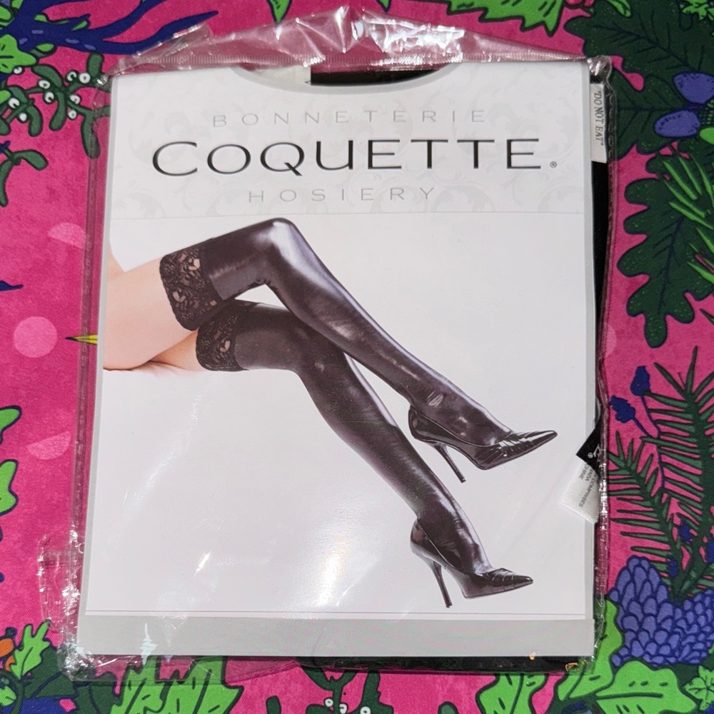Coquette Black Thigh-High Stockings